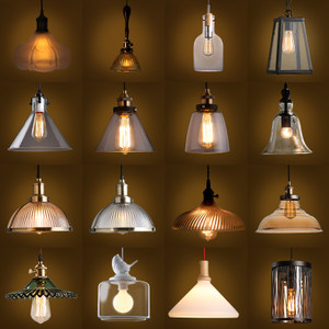 復(fù)古咖啡館餐廳單頭吧臺小吊燈美式酒吧廚房簡約櫥窗玻璃酒瓶燈具